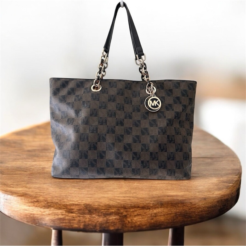 Michael Kors Cynthia Checkerboard Satchel Tote